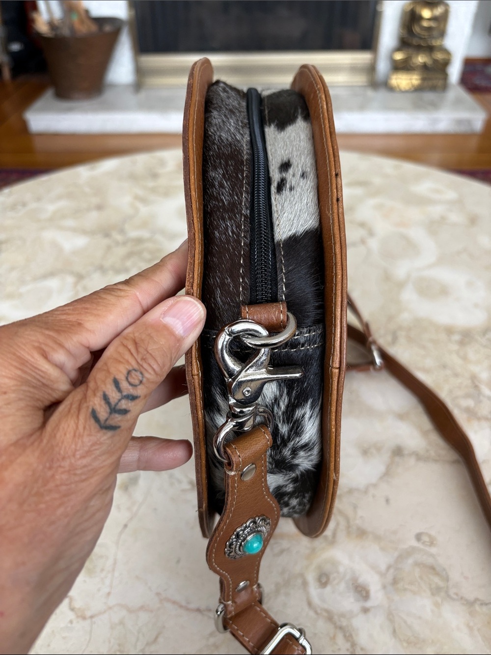 Myra Prairie Dreams Handtooled Round Leather Bag - As New - Boho - Picture 11 of 16